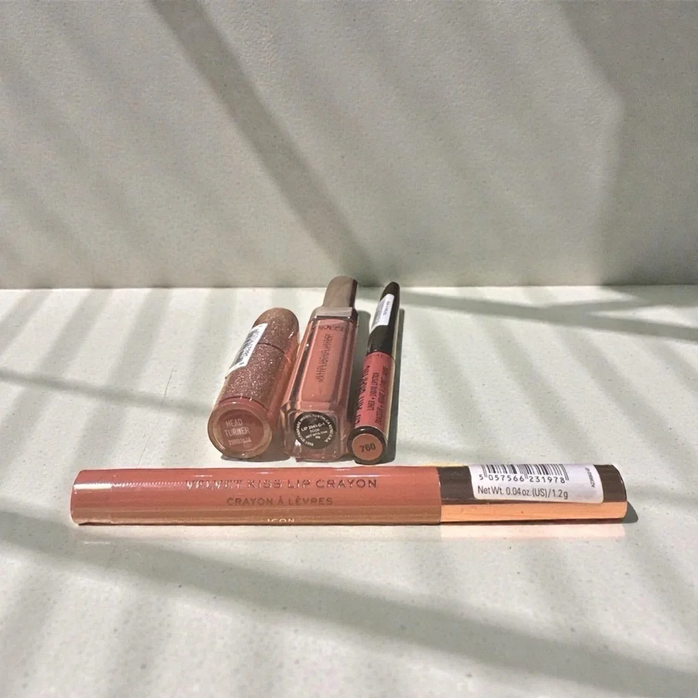 Makeup Lip Bundle Nude Tones | Rimmel + Makeup Revolution + Amuse | 4-Piece Set